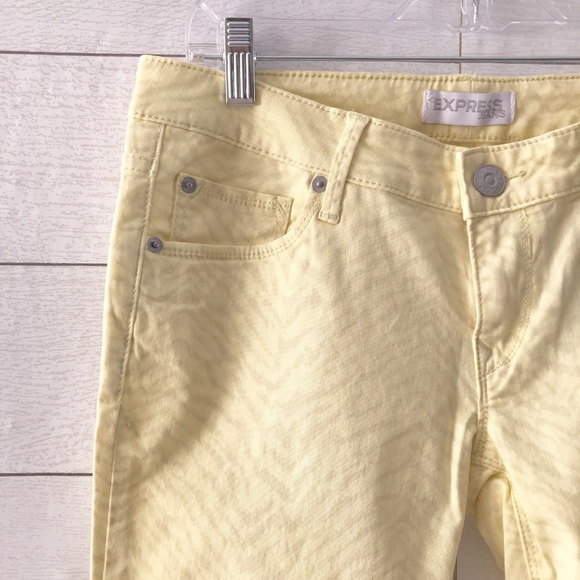 Express Yellow Print Stella Ankle Skinny Jeans - Picture 2 of 7